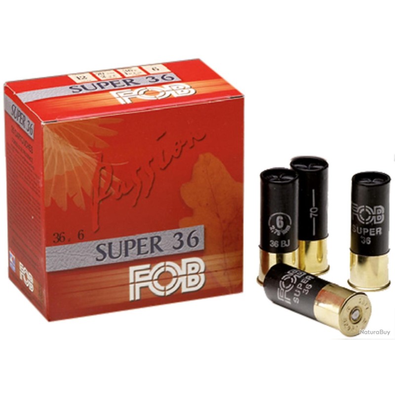 Cartouches Fob Passion Super 36 - Cal. 12/70 N°6 bte de 25 Cartouches Fob Passion Super 36 - Cal. 12/70 N°6 bte de 25