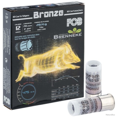 Cartouche Fob Brenneke Bronze - Cal. 12/70 bte de 10