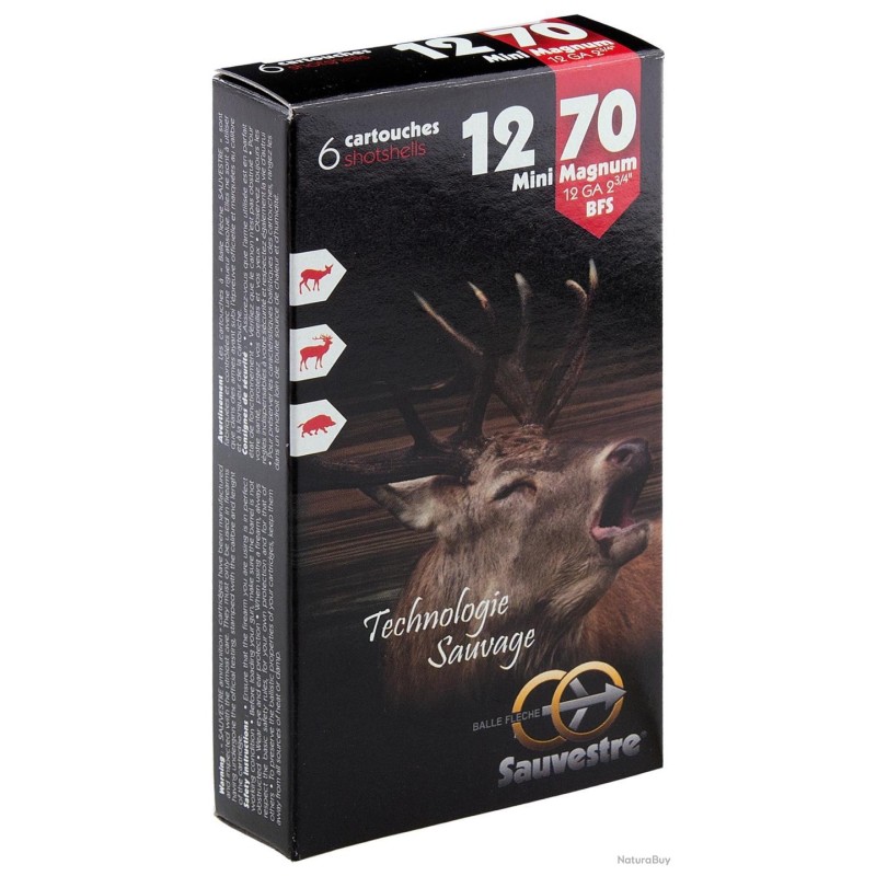 Cartouche Sauvestre mini Magnum - Cal. 12/70 bte de 6 Cartouche Sauvestre mini Magnum - Cal. 12/70 bte de 6